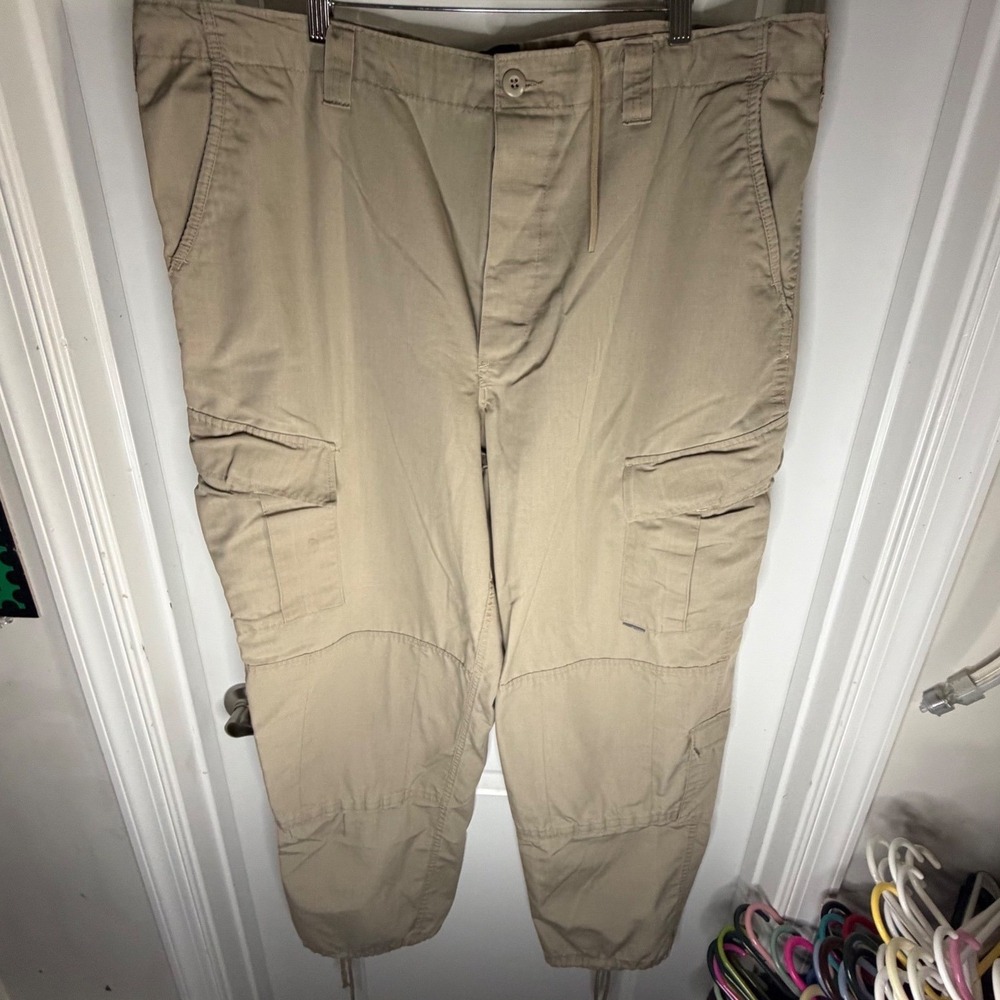 Tru-Spec Khaki Ripstop Cargo Tactical Pants Adjustable Waist BDU Mens 44x32